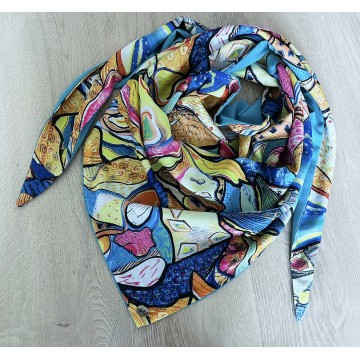 Foulard multicolore turquoise.