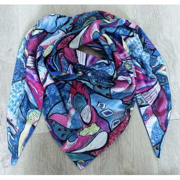 Foulard PICA multicolore bleu bic.