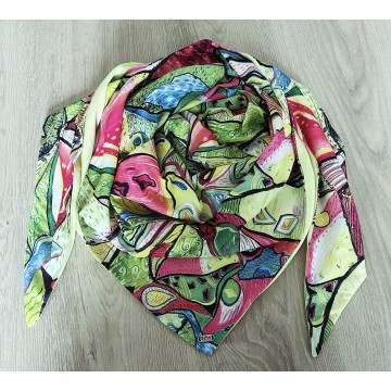 Foulard Pica multicolore jaune.