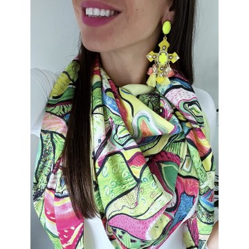 Foulard Pica multicolore jaune.