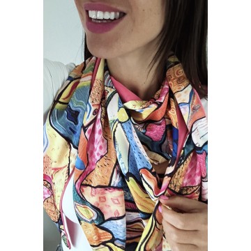 Foulard multicolore rose