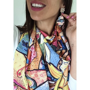 Foulard multicolore rose