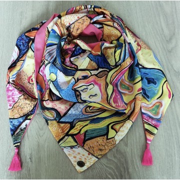 Foulard multicolore rose