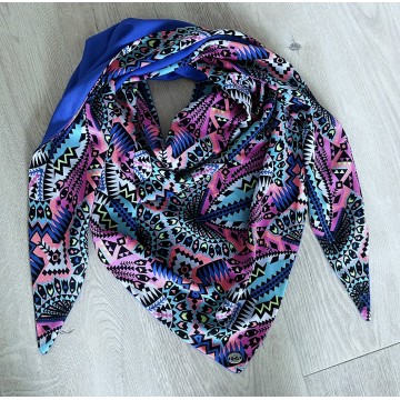 Foulard PAON multicolore bleu.