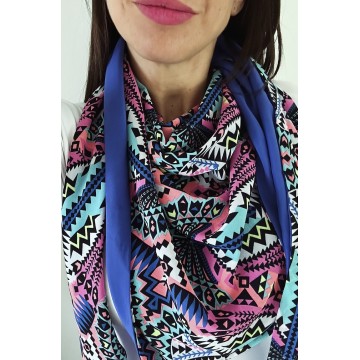 Foulard PAON multicolore bleu.