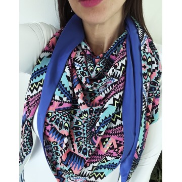 Foulard PAON multicolore bleu.