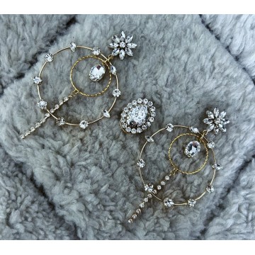 Boucles d'oreilles strass gold & silver.