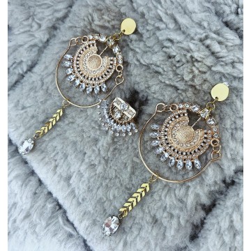 Boucles d'oreilles strass gold & silver.