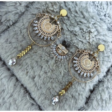 Boucles d'oreilles strass gold & silver.