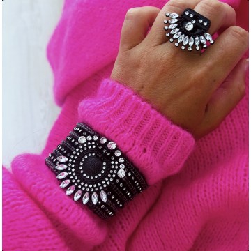 Bracelet black & strass.