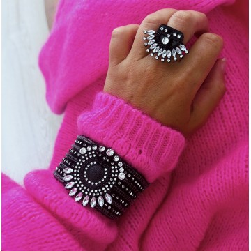 Bracelet black & strass.