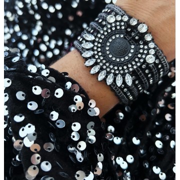 Bracelet black & strass.