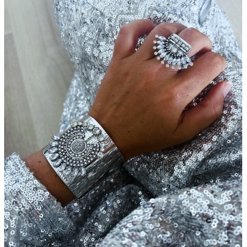 manchette boho argenté & strass.