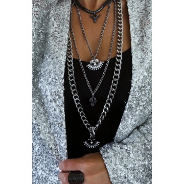 Collier multi-rangs black