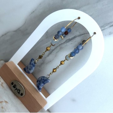 Boucles d'oreilles doré pierre blue.