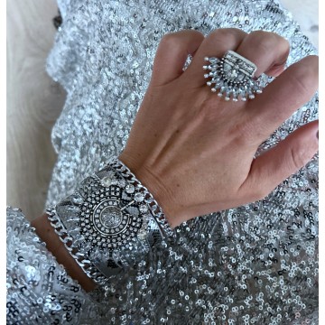 manchette boho argenté & strass.