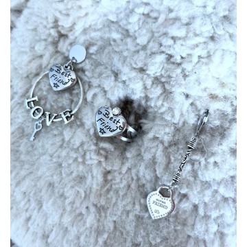 Boucles d'oreilles BFF asymétrique silver.