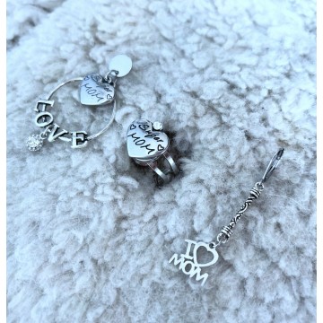 Boucles d'oreilles maman asymétrique silver.