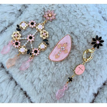 Boucles d'oreilles light pink peace flower