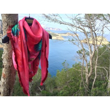 Foulard ByPau Fuchsia à franges